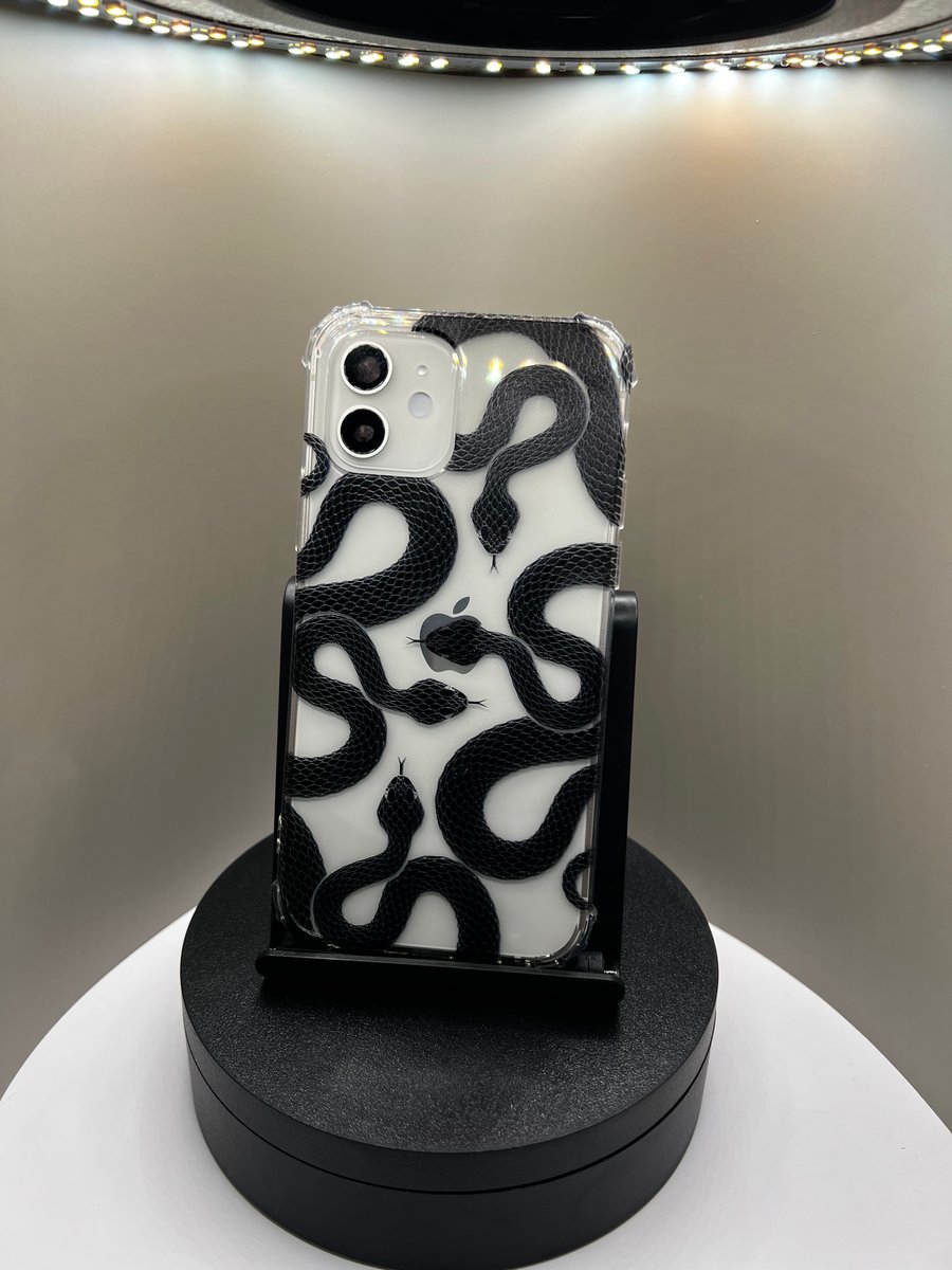 Clear Black Snakes Phone case for Iphone XR 11 12 13 14 15 Pro Max Mini