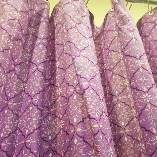 Purple-tastic Retro Print Organic Cotton Shower Curtain, washable