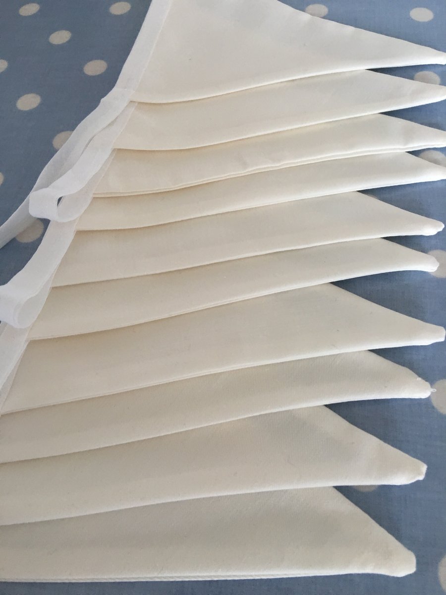 10 ft Cream cotton fabric bunting,banner,flag,wedding,party flag