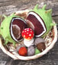 Woodland Christmas Hamper with Needle Felted Conkers, Fly Agaric, Acorn Baubles