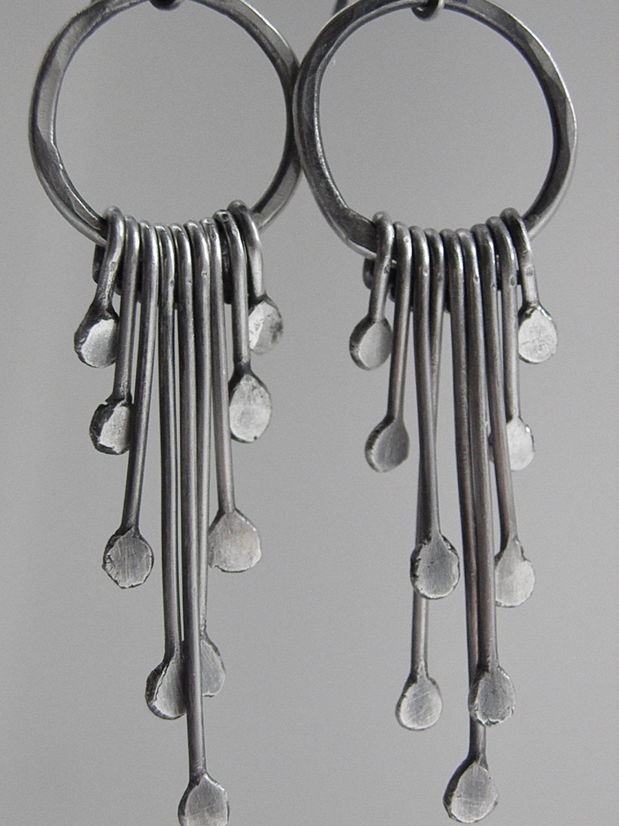Sterling Silver Earrings Oxidised Earrings Handcrafted Earrings 