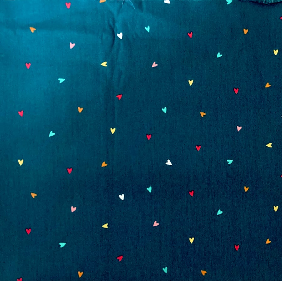 Teal Hearts Fabric