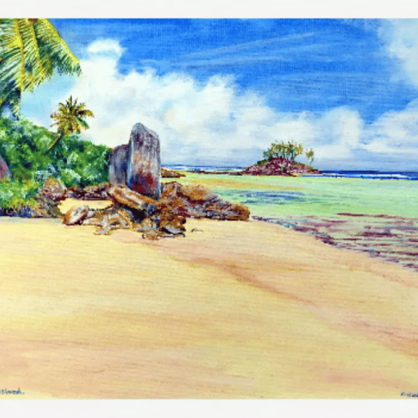 Tropical Island Framed Oil Painting 