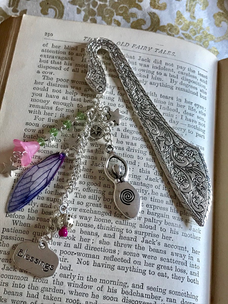 Purple Fairy Wing Beaded Goddess Blessings Ornate Bookmark