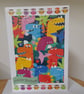 CUTE DRAGONS, BEES AND OWLS BIRTHDAY CARD. - Image 1