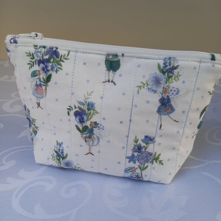 Small Quilted Make Up Bag with Flower Fairies