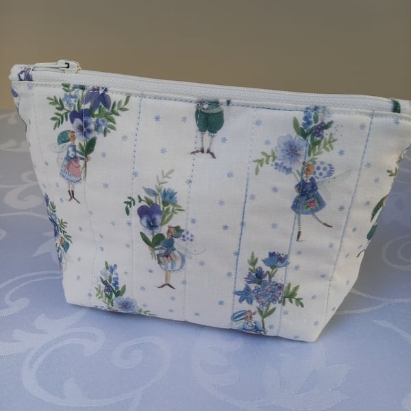 Small Quilted Make Up Bag with Flower Fairies