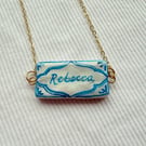 Hand Painted Name Tile Dainty Necklace