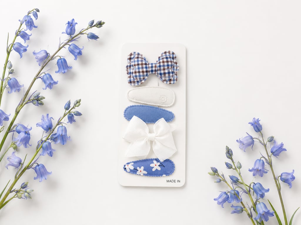Set of 5 Blue Girls Hair Clips