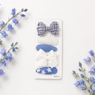 Set of 5 Blue Girls Hair Clips