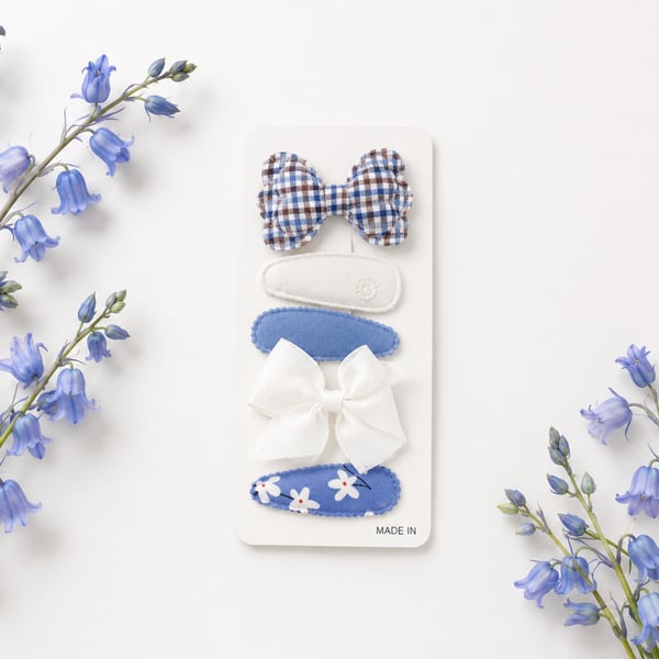 Set of 5 Blue Girls Hair Clips