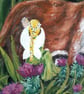 Fairy friends, original painting. Red Fox and fairy with scottish thistles.    - Image 3