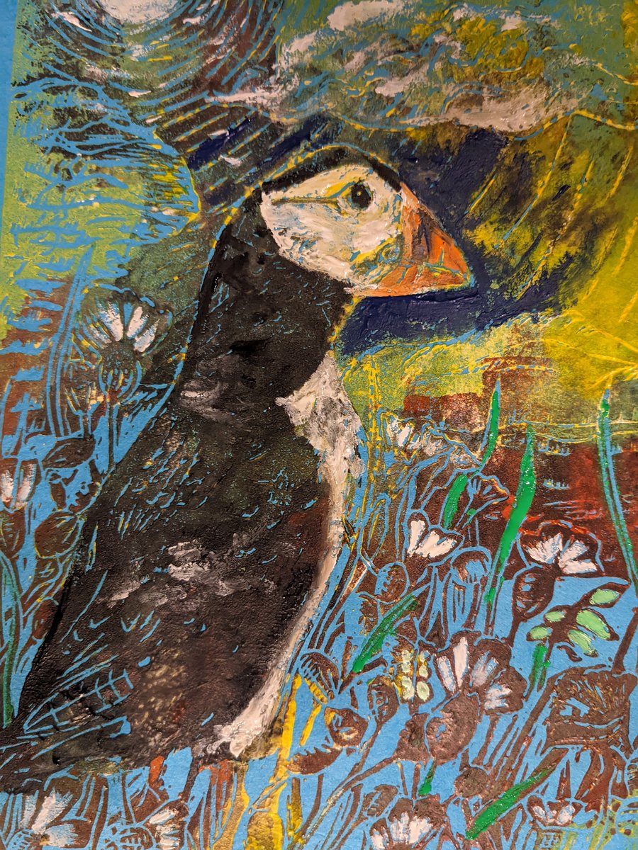 Puffin and sea campion colour pop 