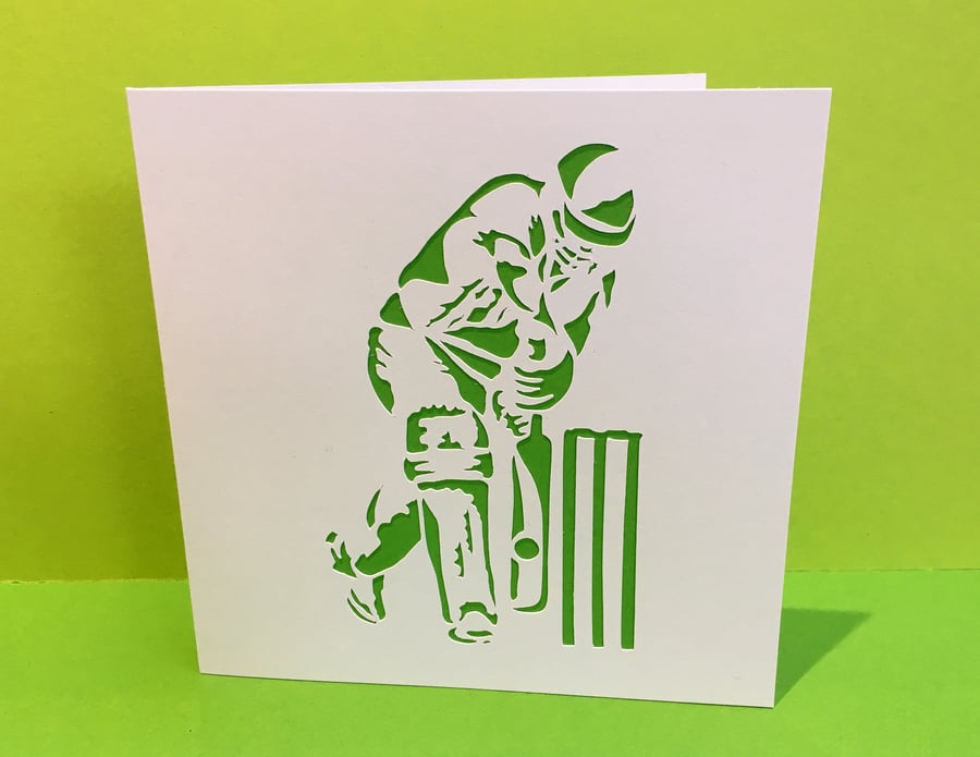 Cricket Card- Paper Cut Cricketer - Perfect for birthday, Father's Day etc...