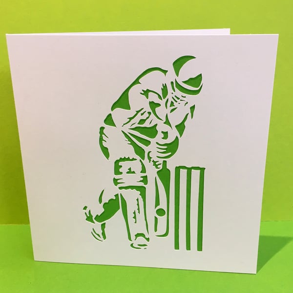 Cricket Card- Hand Cut Cricketer - Perfect for birthday, Father's Day etc...
