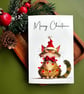 Festive cat Christmas card Santa feline in hat greeting pet lover holiday wishes - Image 8