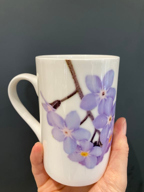 Perfectly Imperfect Bone China Mug - forget me not print.