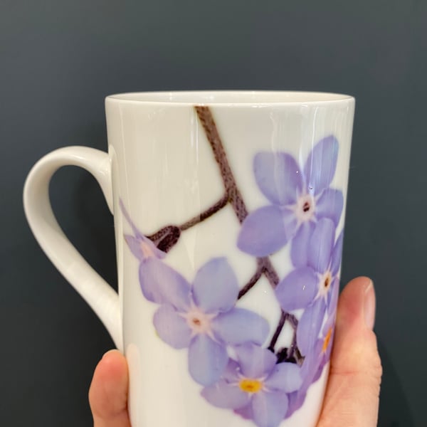 Perfectly Imperfect Bone China Mug - forget me not print.