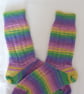 Hand-cranked Knitted Ribbed Wool Socks Size 6 to 7 - Image 3
