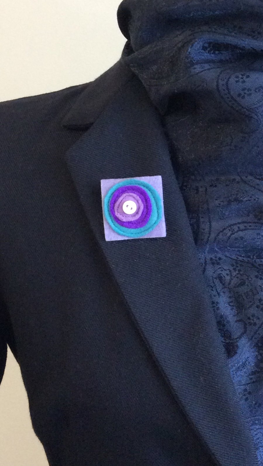 Felt brooch, Kandinsky style, purple and turquoise