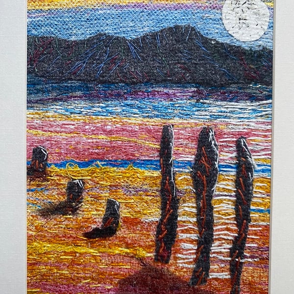 Moonlight shadows at low tide, landscape print
