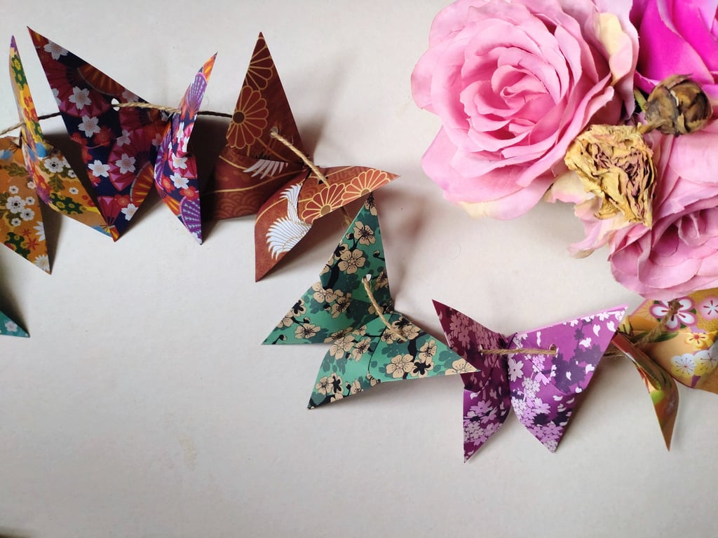 Origami Butterfly Garland, Paper Bunting, Eclectic Bohemian Interiors