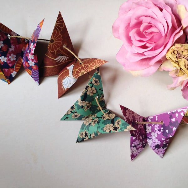 Origami Butterfly Garland, Paper Bunting, Eclectic Bohemian Interiors
