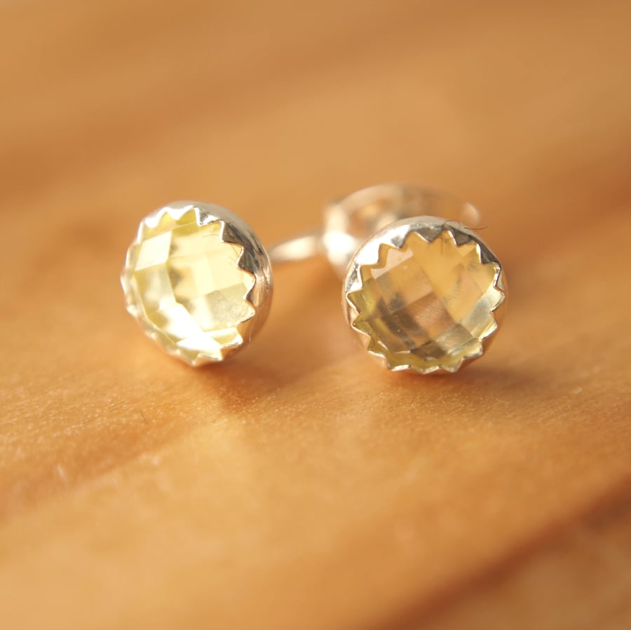 Yellow Quartz Stud Earrings