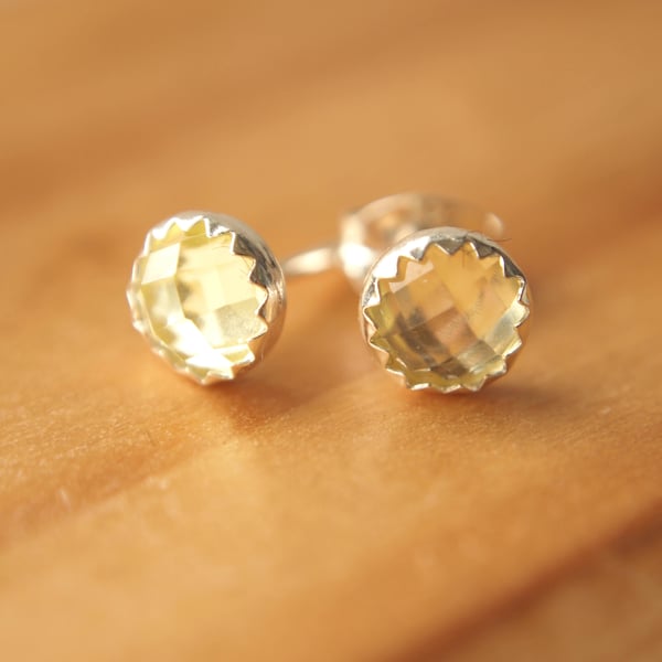 Yellow Quartz Stud Earrings