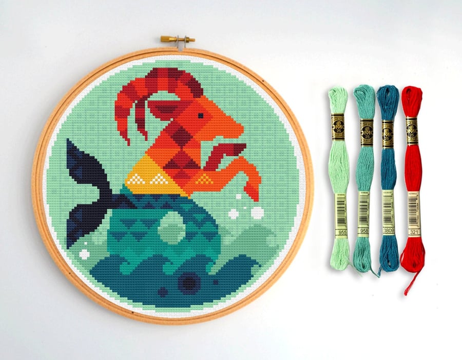 010A - Capricorn - Horoscope - Zodiac Series - Cross Stitch Pattern