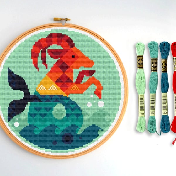 010A - Capricorn - Horoscope - Zodiac Series - Cross Stitch Pattern