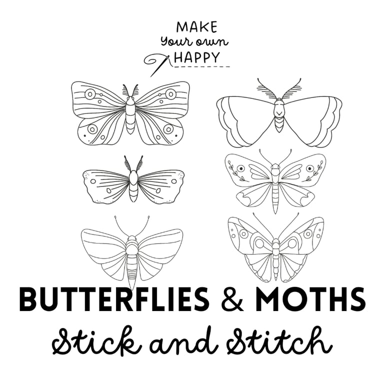 Butterflies & Moths Stick & Stitch (Dissolvable Pattern for Embroidery)