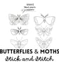 Butterflies & Moths Stick & Stitch (Dissolvable Pattern for Embroidery)