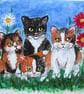 Kitten Foursome. Cat painting - Image 1