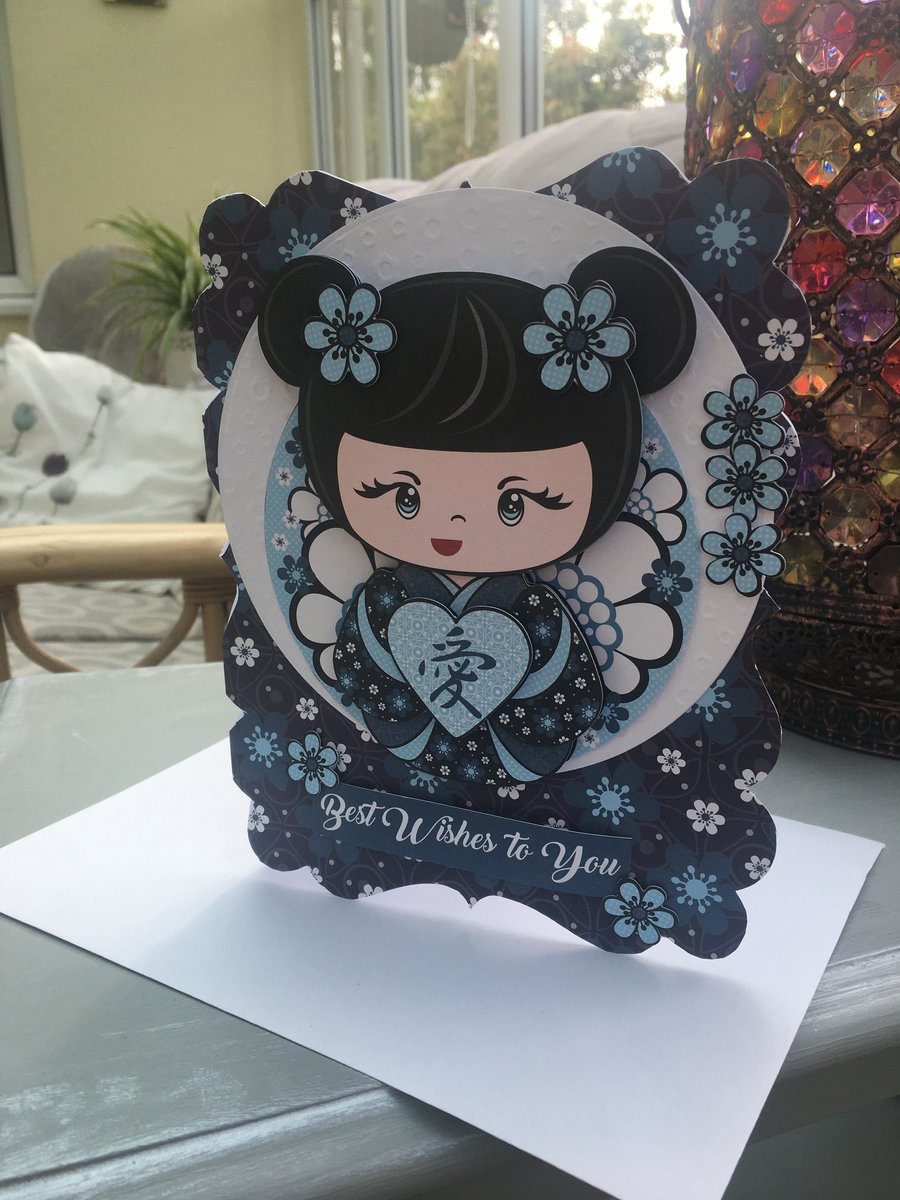 Cute Japanese girl birthday card.