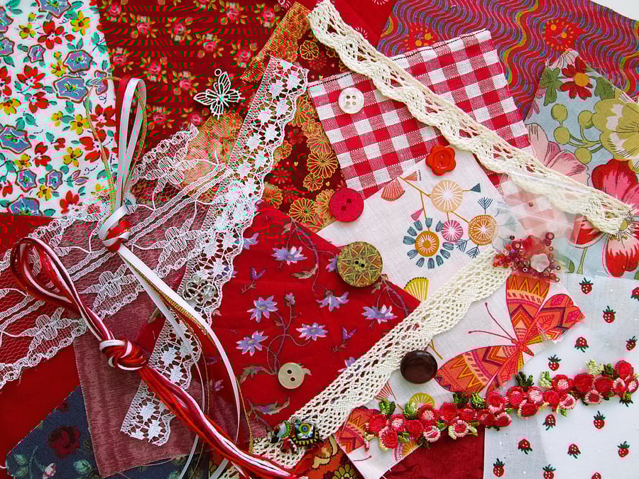 Red slow stitching or junk journal kit for a beginner