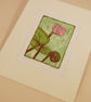 Cyclamen - Pink Cyclamen Flower - Linocut Print - Image 3