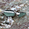 Seafoam Blue Sea Glass and Sterling Silver Stud Earrings 1053