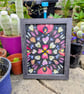 Mandala style Floral Collage 8.6"x 6.6" Grey Frame 