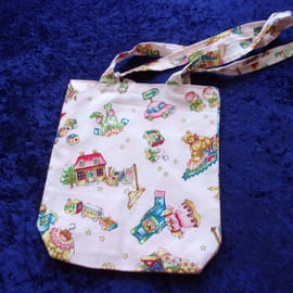Pale Pink Fabric Bag with Dolls & Teddy Bears