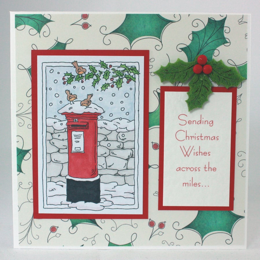 Handmade Christmas card - Sending Christmas Wishes across the miles