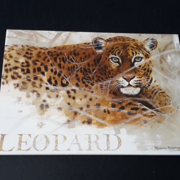 Leopard Blank Greeting Card - Wildlife Artwork by Pollyanna Pickering 