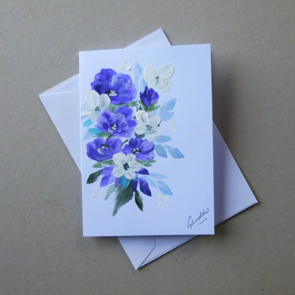 original hand painted floral blank card ( ref FA 105 F2 )