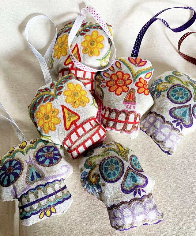 Sugar Skull lavender bag, home decor, organic lavender flowers.  
