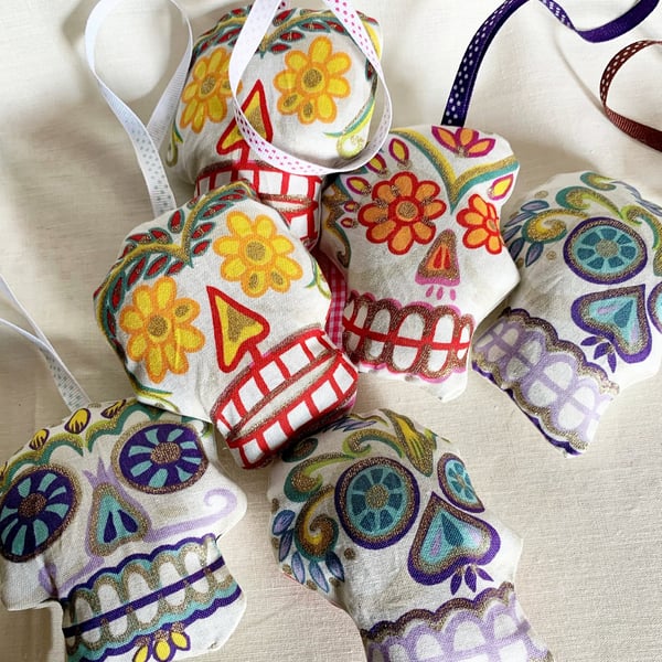 Sugar Skull lavender bag, home decor, organic lavender flowers.  