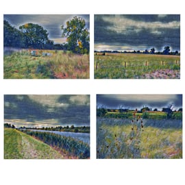  Pack of 4 A6 A5 or A4 Art Cards Prints Great Ouse Downham Market 