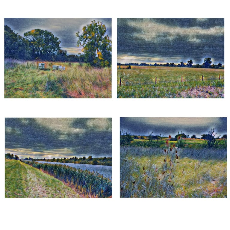 Pack of 4 A6 A5 or A4 Art Cards Prints Great Ouse Downham Market 