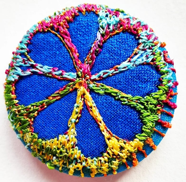 Buttons 1 inch button Hand Dyed Silks and Cottons Free Machine Embroidery Button