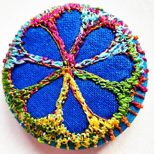 Buttons 1 inch button Hand Dyed Silks and Cottons Free Machine Embroidery Button