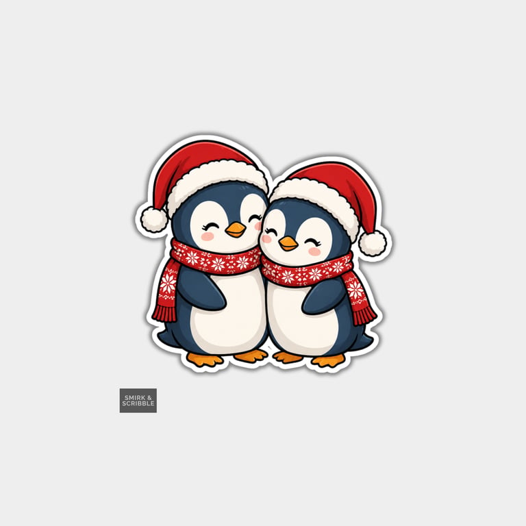 Funny Christmas Sticker Vinyl Xmas Decal For Adults - Cute Penguins